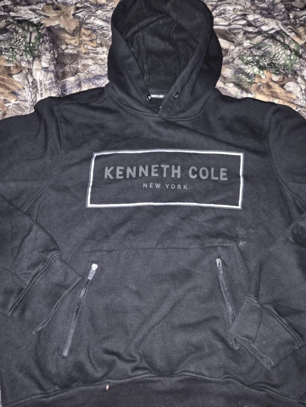 Kenneth Cole Black Hoodie with White Logo